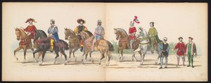 Leidenin opiskelijoiden naamiaiset, 1855 (levy 9) Leidenin opiskelijakunnan jäsenten pukukulkue 12. kesäkuuta 1855 Leidsche Hoogeschool -koulun 280-vuotisjuhlan kunniaksi, ja se kuvaa Kaarle V:n tuloa tekijältä Gerardus Johannes Bos