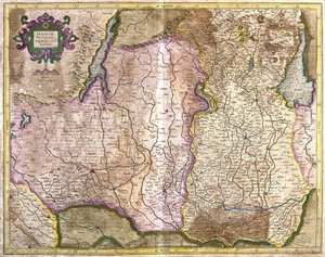 Brescia ja Milano, Italia (kaiverrus tekijältä Gerardus Mercator