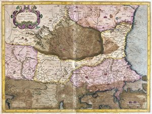 Bulgaria ja Romania (kaiverrus tekijältä Gerardus Mercator