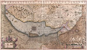 Geneve Lake, Sveitsi (kaiverrus tekijältä Gerardus Mercator