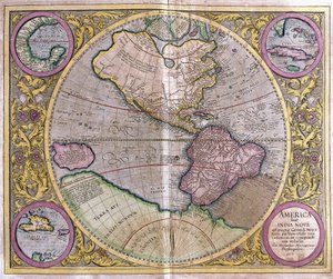 Pohjois- ja Etelä-Amerikka sekä Uusi-Guinea tekijältä Gerardus Mercator
