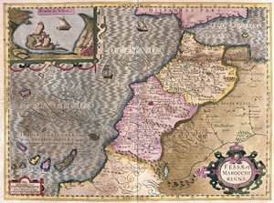 Luoteis-Afrikka Kanariansaarten kanssa (kaiverrus tekijältä Gerardus Mercator
