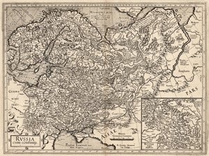 Venäjä cum Confinijs. Venäjän kartta, 1587.