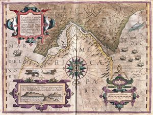Magellanin salmi (kaiverrus tekijältä Gerardus Mercator