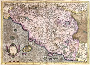 Toscana, Italia (kaiverrus tekijältä Gerardus Mercator
