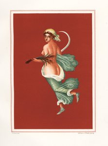 Kesän allegorinen seinämaalaus Regio IX.V.11:n atriumin itäpuolelta. Hän kantaa sirppiä ja vehnää. Victor Steegerin kromolitografia Geremia Discannon kuvituksesta Emile Presuhnista (1844-1878) Po:n kauneimmat maalaukset tekijältä Geremia Discanno