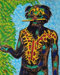 Aboriginaalien shamaani, 2020 (öljy kankaalle)