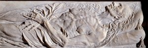 Rene de Biraguen vaimon Valentine Balbianin (1518-1572) hautausmonumentin osia. Matala kohokuvio marmorista