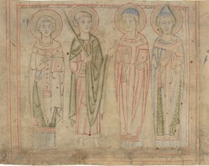 Pyhät Cyprianus, Vitus, Stephan ja Cornelius tekijältä German 12th Century