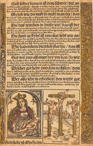 Broadside kaksi kohtausta Kristuksen elämästä ja groteskeja rajoja tekijältä German 15th Century