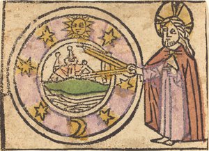 Kristus mittaa maapalloa tekijältä German 15th Century