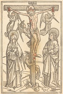 Kristus ristillä enkelien kanssa tekijältä German 15th Century