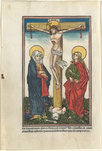 Kristus ristillä Neitsyen ja Pyhän Johanneksen kanssa tekijältä German 15th Century