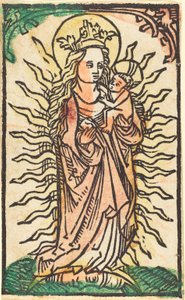 Madonna ja lapsi loistossa seisovat puolikuussa tekijältä German 15th Century