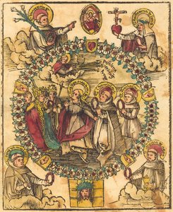 Madonna rukouksessa pyhien kanssa tekijältä German 15th Century
