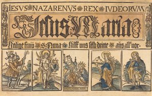 Pyhä Anna, Madonna ja lapsi sekä pyhät Christopher, Sebastian, Clara ja Roche tekijältä German 15th Century