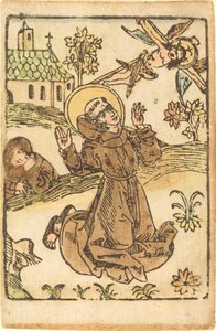 Pyhä Franciscus vastaanottamassa stigmat tekijältä German 15th Century