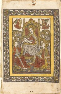 Madonna istui kahdeksantoista pyhän naisen kanssa tekijältä German 15th Century or Master with the Mountain Like Clouds