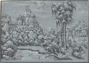 Maisema linnan kanssa tekijältä German 16th Century