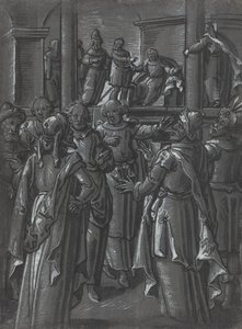 Ylimmäinen pappi Pilatuksen edessä [verso] tekijältä German 16th Century