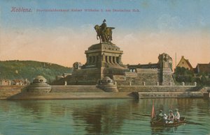 Keisari Vilhelm I:n muistomerkki, Koblenz. Vuonna 1913 lähetetty postikortti. tekijältä German Photographer