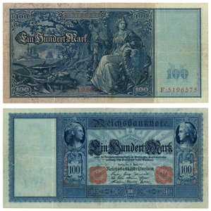 Sadan markan seteli, 1910 (recto ja verso) tekijältä German School