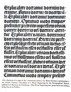 Aelius Donatuksen Grammaire Latinen sivu, kuvitus teoksesta "Tiede ja kirjallisuus keskiajalla ja renessanssilla", kirjoittanut ja kaivertanut Paul Lacroix, 1878 tekijältä German School