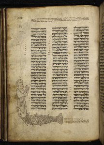 Lisätä. 21160, f.292, Mikrografia Kalan nielemästä Joonasta, Joonan tekstissä, haftarah Jom Kippurin iltapäivän jumalanpalveluksessa (vellum) tekijältä German School