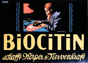 Mainos rauhoittavalle lääkkeelle "Biocitin", Berliini tekijältä German School