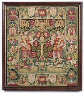 Allegorinen kuvakudostyynynpäällinen, Pohjois-Saksa, luultavasti Hampuri, n. 1600-50 tekijältä German School