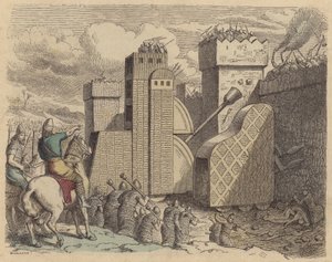 Assyrialainen armeija piirittämässä kaupunkia (värillinen kaiverrus) tekijältä German School