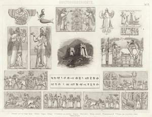 Muinainen Assyria. Kuva Bilder-Atlasista (kaiverrus) tekijältä German School
