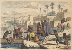 Muinaiset egyptiläiset kalastajat (värillinen kaiverrus) tekijältä German School