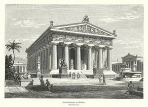 Muinainen kreikkalainen Heran temppeli, Paestum, Italia, jonka luuli aiemmin virheellisesti omistetun Poseidonille (kaiverrus) tekijältä German School