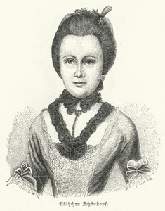 Anna Katharina Schoenkopf (1746-1810), inspiraationa saksalaisen kirjailijan Johann Wolfgang Goethen rakkausrunoille Anttenlieder tekijältä German School