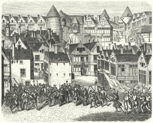 Antwerpen, kun espanjalaiset ryöstivät kaupungin, joka tunnetaan nimellä Spanish Fury tekijältä German School
