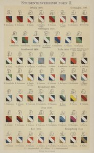 Saksan opiskelijayhdistysten merkit (väri litho) tekijältä German School