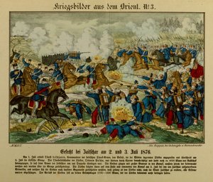 Taistelu Zajecarissa, 2.-3.7.1876, ensimmäisen serbo-ottomaanien sodan aikana (1876-77), Neuruppiner Bilderbogen, 1876 tekijältä German School