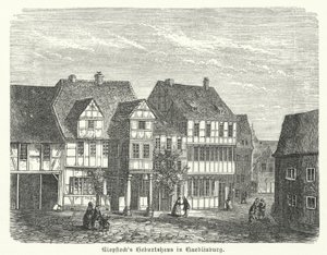 Runoilija Friedrich Gottlieb Klopstockin syntymäpaikka Quedlinburg, Saksa (kaiverrus) tekijältä German School