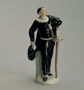 Wenzel Neun (k.1774) Commedia dellArte -sarjan kapteeni Kloster-Veilsdorfin tehtaalle, 1764-5 (posliini)