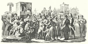 Karnevaali Stuttgartin alueella Cannstattissa, syksy 1835 (kaiverrus) tekijältä German School