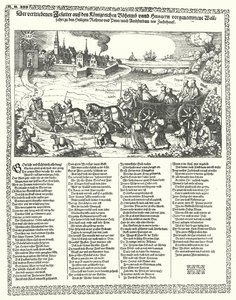 Sarjakuva, joka kuvaa jesuiittoja, jotka karkotettiin Böömistä ja Unkarista vuonna 1620 kolmikymmenvuotisen sodan alkaessa (kaiverrus) tekijältä German School