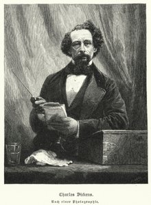 Charles Dickens, englantilainen kirjailija (litho) tekijältä German School