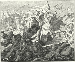 Charles Martel Poitiersin taistelussa, 732 (kaiverrus) tekijältä German School