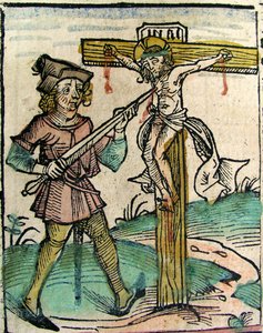 Kristus ristiinnaulittu, julkaistu Nürnberg Chroniclessa, 1493 tekijältä German School