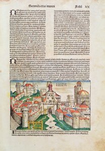Niniven kaupunki Hartmann Schedelin (1440-1514) teoksesta Liber Chronicarum 1493 (värillinen puupiirros) tekijältä German School