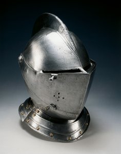 Tiivis kypärä kentälle, n. 1550-70 (teräs, rauta, nahka & messinki) tekijältä German School
