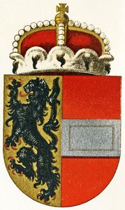 Salzburgin vaakuna, prinssin hattu kilvessä, n. 1898 tekijältä German School
