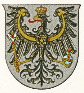 Preussin kuningaskunnan ja myöhemmin Itä-Preussin maakunnan vaakuna, n. 1898 tekijältä German School