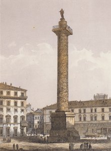 Marcus Aureliuksen pylväs, Rooma (värilitografia) tekijältä German School